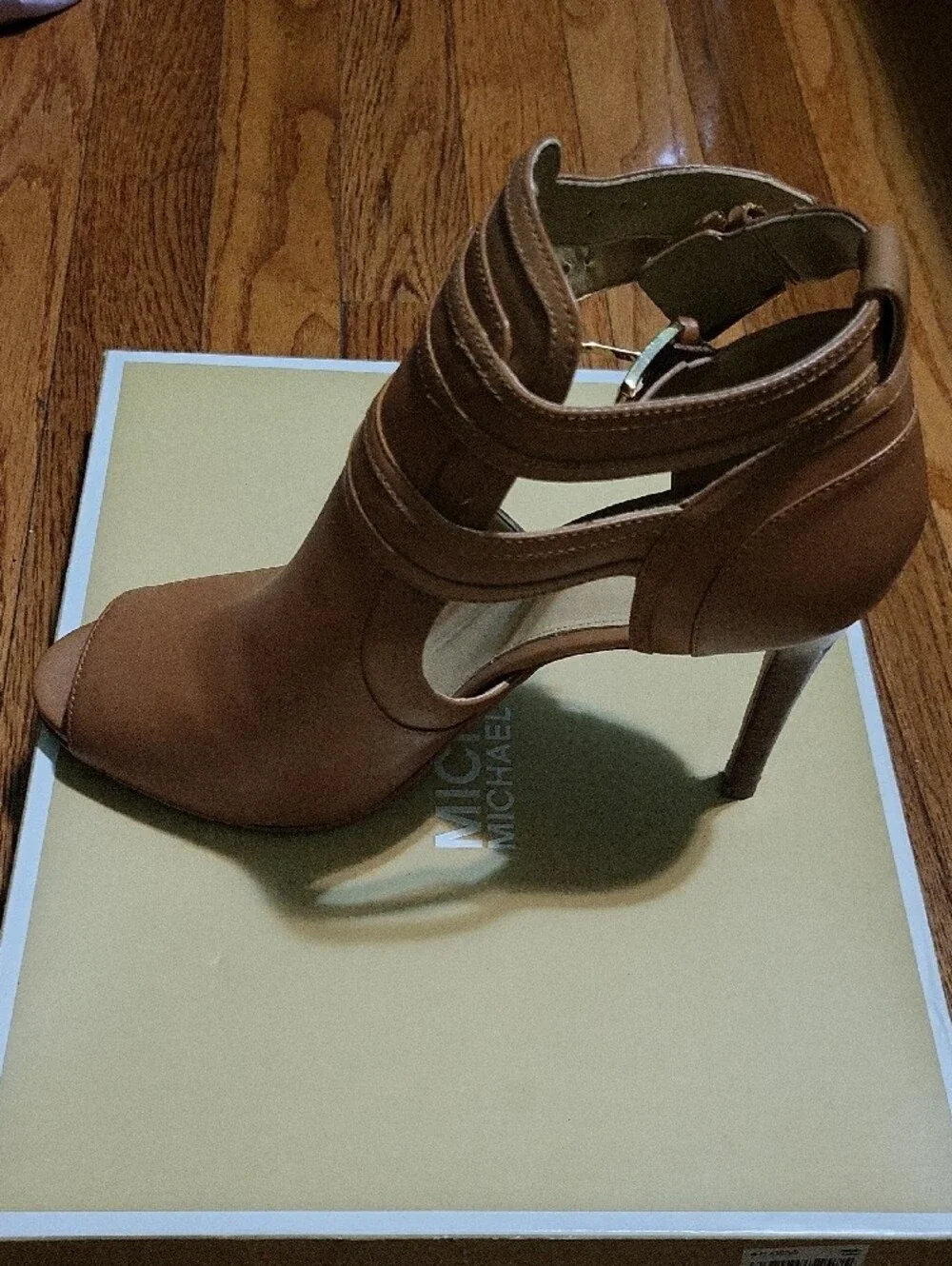 Michael Kors Cognac Leather Strappy Stiletto Heel